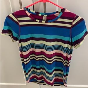 A striped Ivivva t-shirt